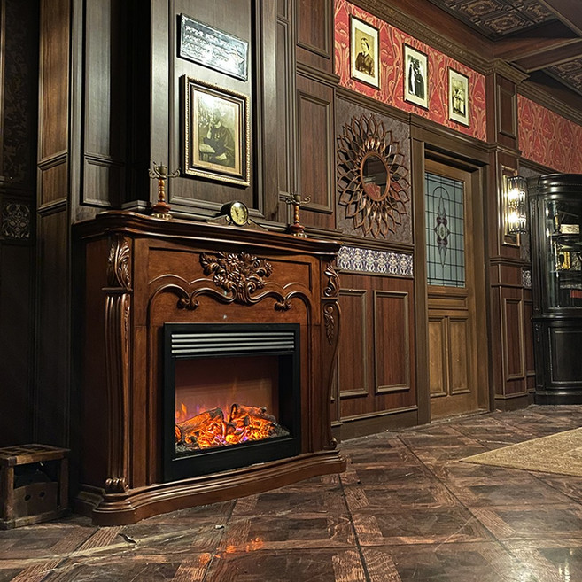 fireplace 인테리어전기벽난로+엔틱장식장 8015 LED전기히터 유럽형페치카 실내장식, 트라베+엔틱장식장15(수도권)