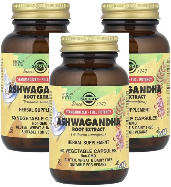 솔가 아답토젠 아슈와간다 아시아간다 아쉬아간다 뿌리 60캡슐3통, 3개, 60정 - 쿠팡