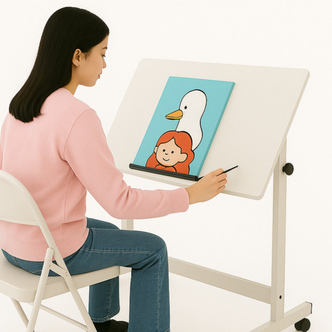 [올인원] 단체수업 테이블 이젤 + 책상 겸용 40x60cm(소), 화이트