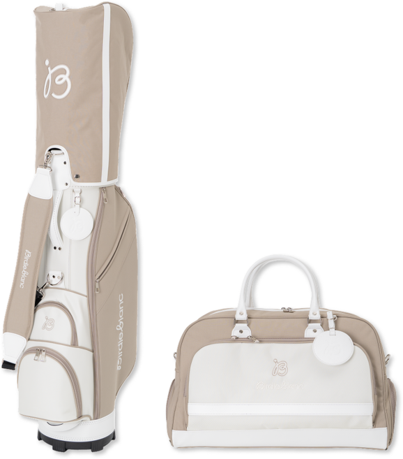 버디블랑 클래식 경량 골프백 세트 남성 여성 캐디백 보스턴백, 베이지&화이트