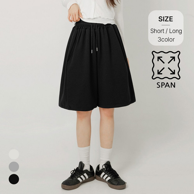 니어샵 여성 숏/롱 2단기장 트레이닝 밴딩 버뮤다 팬츠 반바지