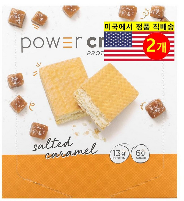 BNRG 운동 전 후 파워 크런치 솔티드 카라멜 프로틴 에너지 바 12개입 480g 1개, 2개