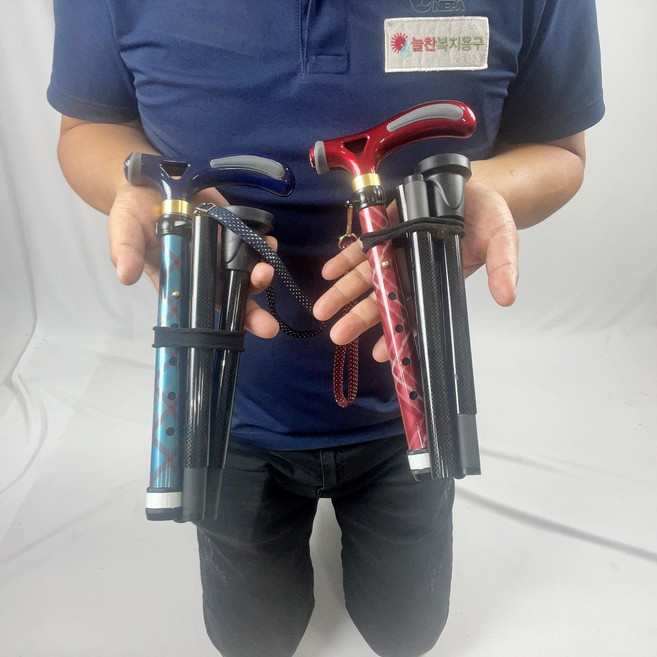 국산 비나띠 SF 노인 접이식 지팡이 어르신 4단 할머니 여성용 휴대용 카본 명품 패션 가벼운거 노인 장기요양 복지용구 실버용품 요양등급, 블루, 노인장기요양등급 구입(본인부담금 15%), 1개