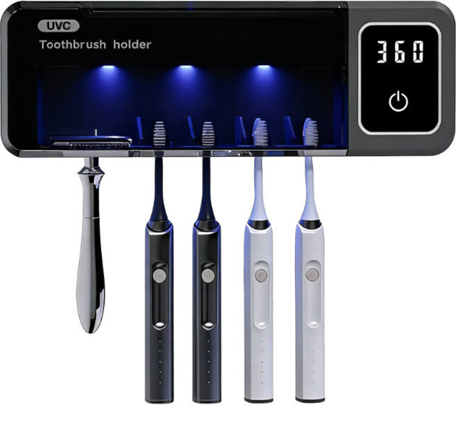 벽걸이형 칫솔살균기 가정용 자외선 살균건조기 속건+가열, 블랙