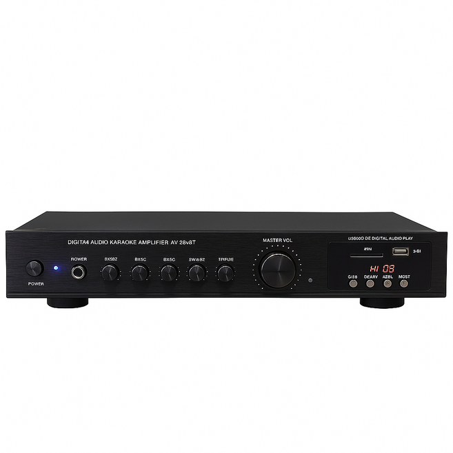 Sunbuck 五聲道家用功放機 內建藍牙 音響擴大機 遙控 卡拉OK K歌話筒功放, 黑色AV-298BT