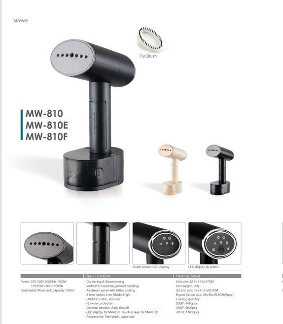 手持掛燙機乾溼兩用小型噴霧蒸汽電熨斗便攜式家用迷你便攜掛燙機, MW810黑色單排掛燙機:美規插頭