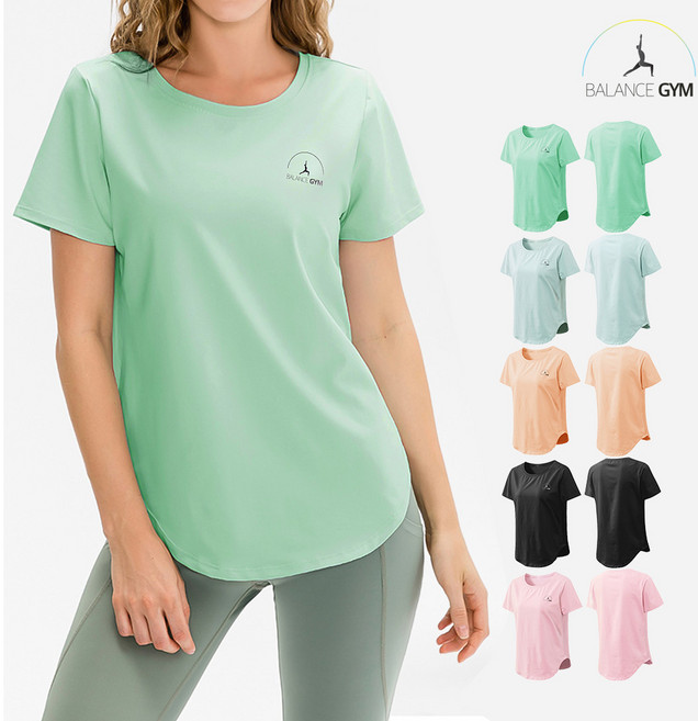 밸런스짐 요가복 필라테스복 요가상의 필라테스티셔츠 기능성 편안한 체형커버 핏