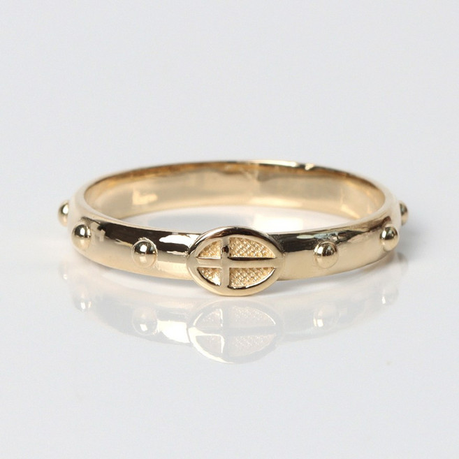 오로프 전체 14K 금 민묵주 0.5돈 카톨릭 천주교 십자가 종교 기도 묵주반지 (7호~25호 모든 사이즈 당일발송)