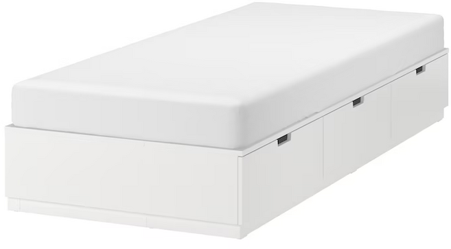 이케아 NORDLI 노르들리 수납침대프레임 화이트 90x200cm 403.498.52