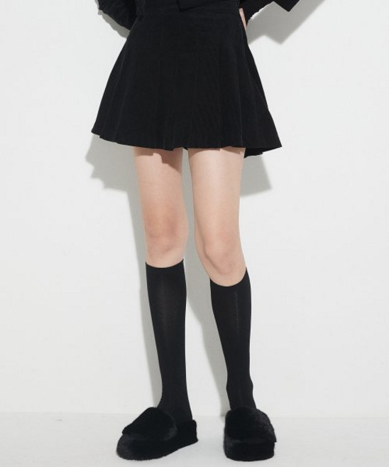 러브이즈트루 LUVISTRUE OW CORDUROY SETUP SKIRT BLACK