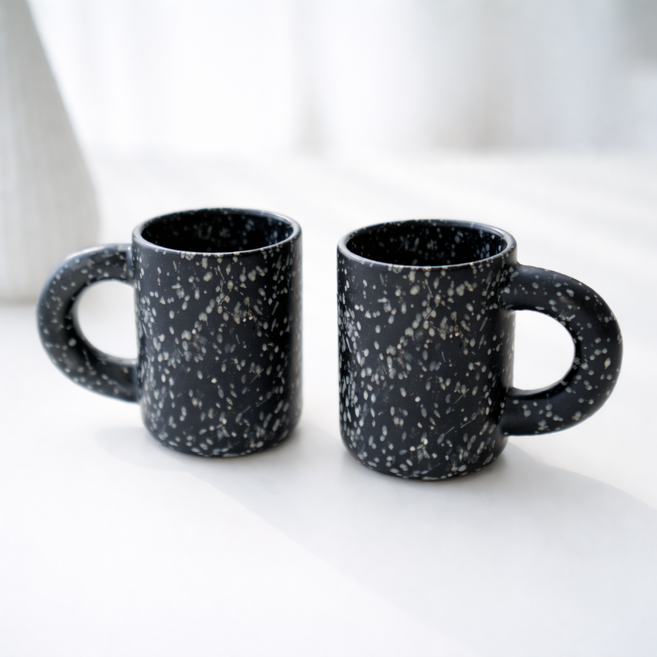 코시나 보니따 1+1 마블 머그컵 300ml, 1세트, 블랙마블+블랙마블