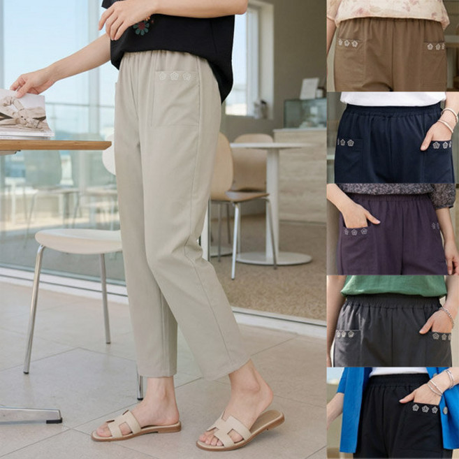 로즈맘 엄마옷 로즈맘 무결점꽃자수밴딩바지