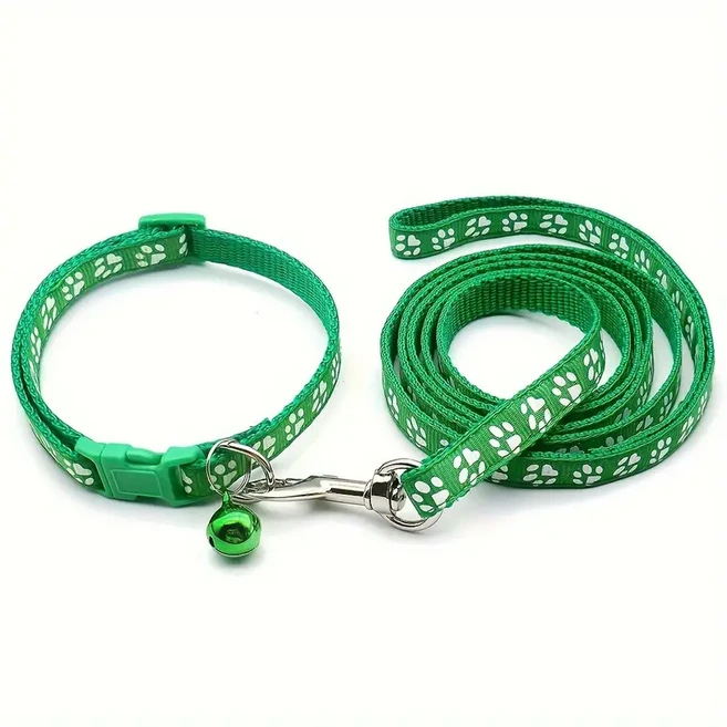 퍼플펫 반려동물 초경량 목줄 + 리드줄 세트, 애플그린, 1개
