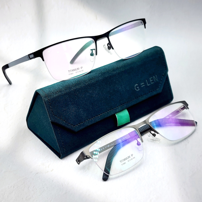 글라스렌 가벼운 초경량 나사없는 무테 반무테 안경 패션 사각 명품 남자 티타늄안경테 TGL74