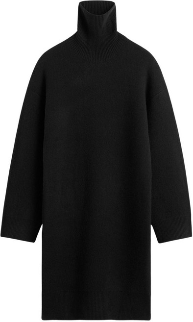 토템 터틀 넥 골지 니트 미니 드레스