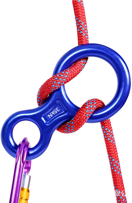 암벽 장비 8자 링 카라비너 35KN 등반 현장 안전 클립, 1개, 블루