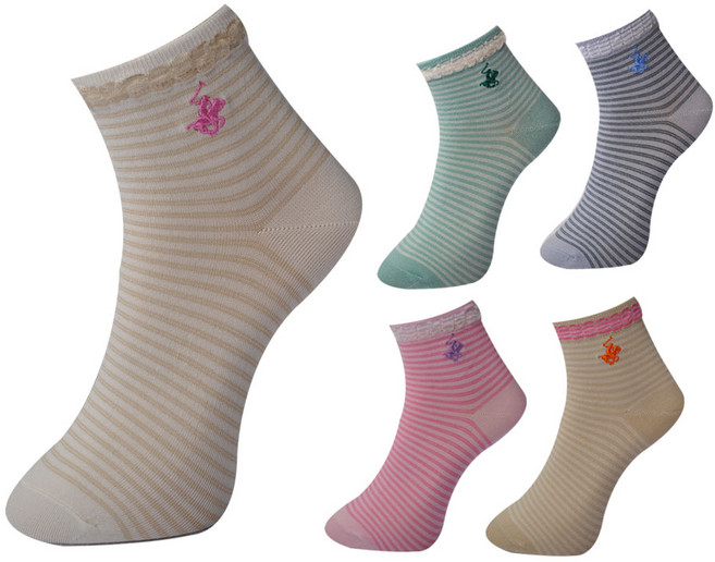 비버리힐스폴로클럽 여성용 실켓 자수 패션 양말 5족