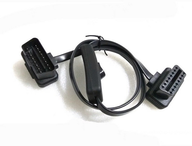 OBD2 一分二開關延長線 扁線 帶開關轉接線 一分二開關線 OBD延長線 開關線 延長線, 1個, OBD延長開關線（8芯）