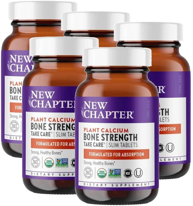 뉴챕터 식물성칼슘 본스트렝스 비타민 D3 K2 마그네슘 New Chapter Born Strength, 5개, 180정 - 쿠팡