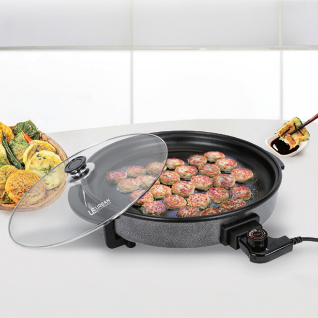 어반 42cm 원형 피자팬 AD-P42 대형 전기 팬 명절음식 잔치팬 고기 후라이팬 과열방지, 1개