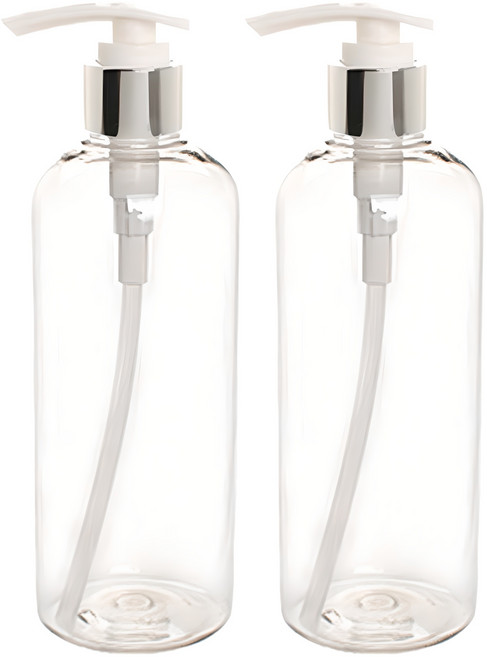 DT400 펌핑용기 400ml + 디스펜서, 용기 (투명), 캡 (실버), 2개