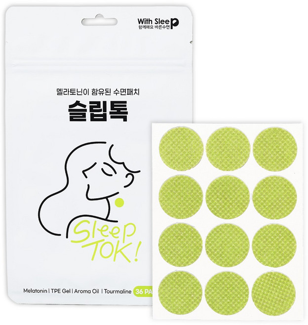 위드슬립 멜라토닌 원적외선 수면 패치 슬립톡 36개입, 1개