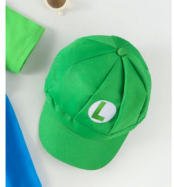 愛北鼻 路易吉帽子 兒童角色扮演配件, 1個, 路易吉帽子 均碼 ,120碼建議110-120cm