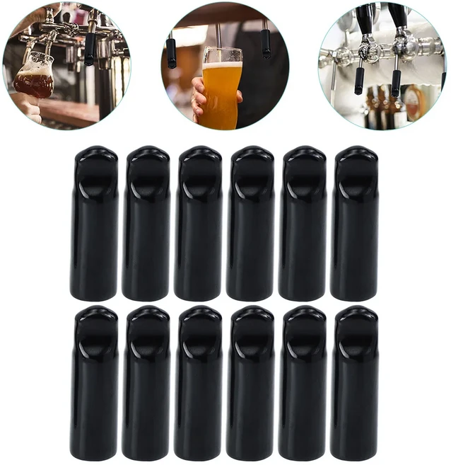 12개 맥주 탭 컬럼 보호 커버 스피곳 병뚜껑 세트 검정 고무 맥주 수도꼭지 플러그 위생 커버 바 용품 양조, 01 Black, 01 6X1.7X1.7CM