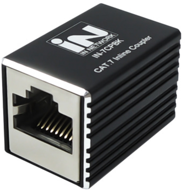 인네트워크 CAT.7 10Gbps FTP 랜 연장 젠더, 블랙(IN-7CPBK), 1개, 30.7mm