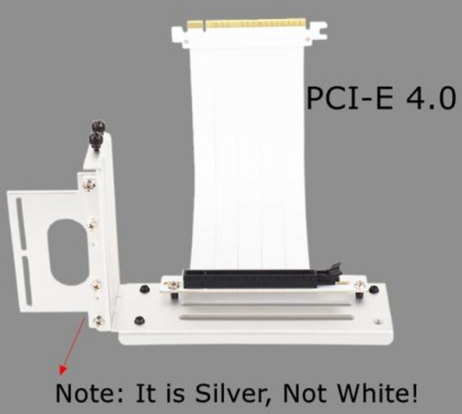 라이저 실버 화이트 그래픽 카드 수직 브래킷 GPU 홀더 GEN3 16X 연장 10 100cm, 4.0 White Bracket, 25CM, 1개