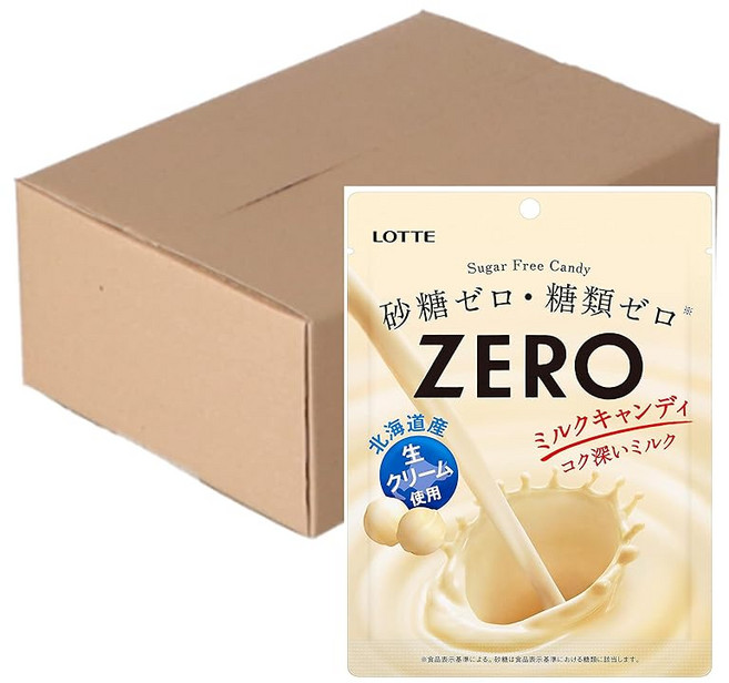 일본 롯데 슈가프리 설탕 당질제로 ZERO 밀크캔디, 10개