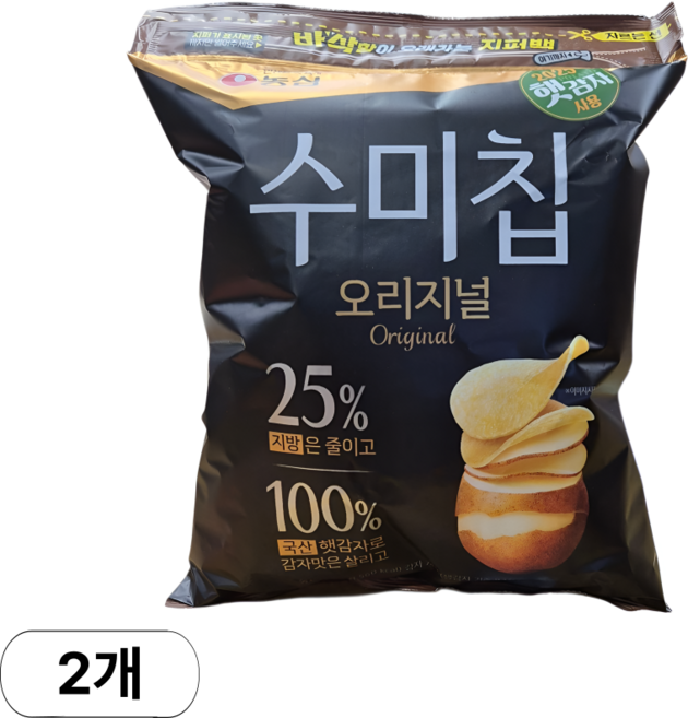 농심 수미칩 오리지널 300g 빼어날 수 아름다울 미 지퍼백 대용량 포장, 2개