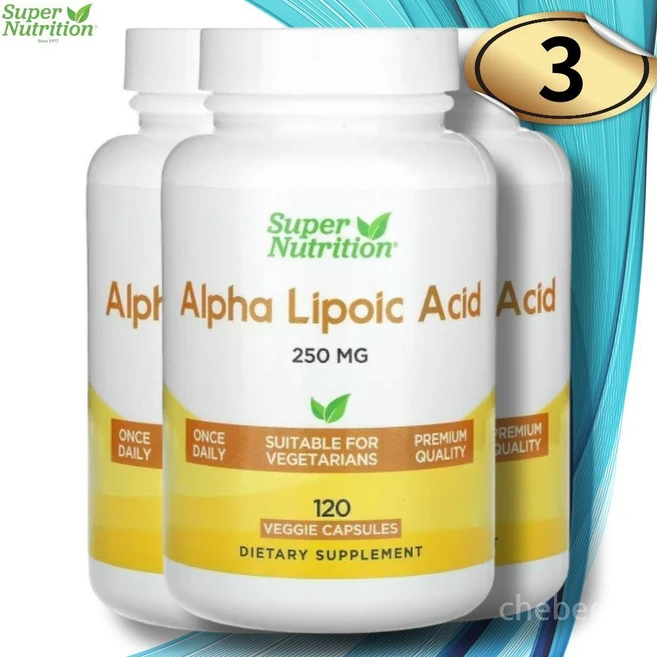 Super Nutrition 알파리포산 250mg Alpha-Lipoic Acid, 3개, 120정 - 쿠팡