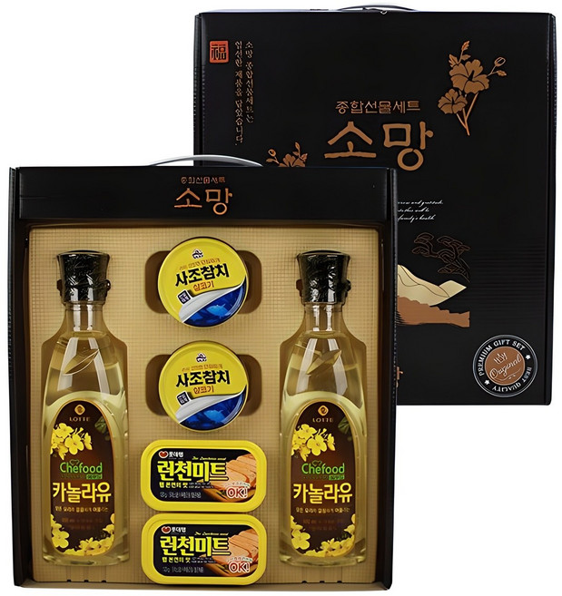 명절선물세트 해표소망종합6P(카놀라유2+오뚜기참치2+햄2) 설날선물 햄세트 참치세트, 1세트