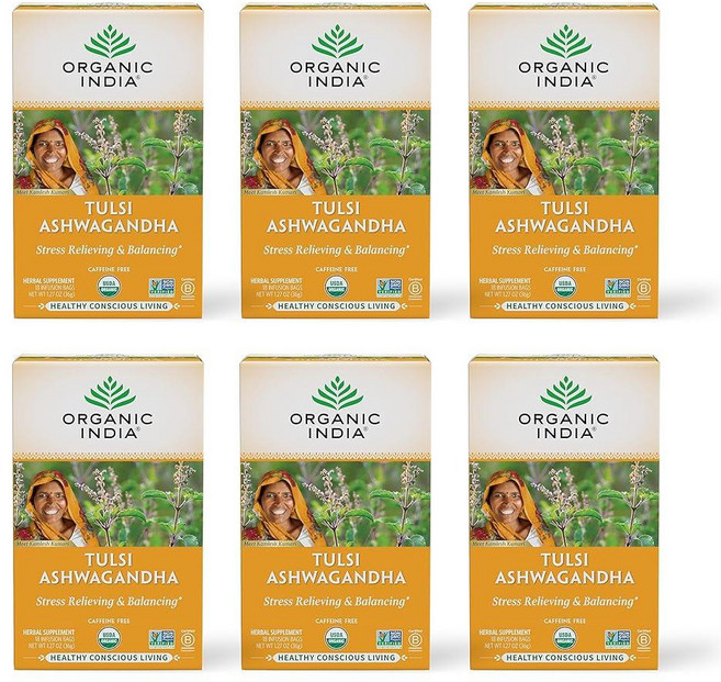 Organic India Tulsi 레몬 진저 티백 - 허브 티 스트레스 완화 및 재생 면역 지원 소화 보조 비건 USDA 인증 유기농 GMO 프리 카페인 프리 -