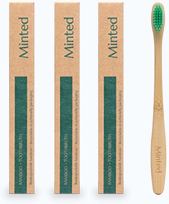 민티드 대나무 칫솔, 4개, 1개입