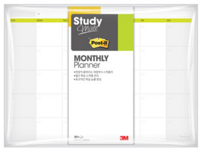 3M 포스트잍 스터디메이트 먼슬리 플래너, 화이트, 1개