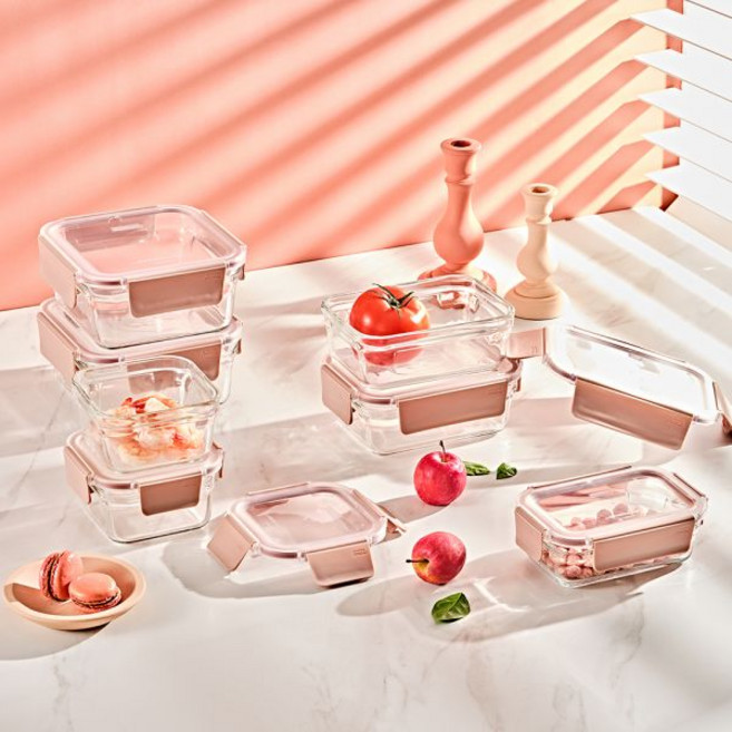 글라스락 퓨어 샌드핑크 에디션 2조, 글라스락 퓨어 샌드핑크 정사각 440ml 2조