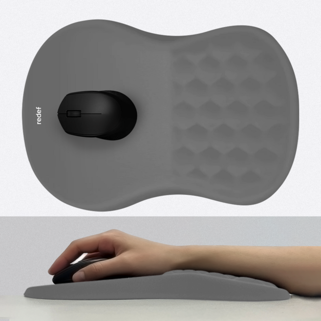 리디프 손목보호 마우스패드 메모리폼, 그레이(도트패턴), 1개