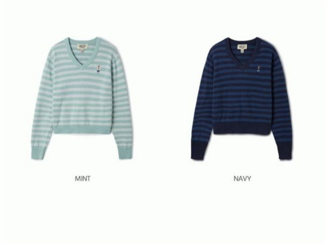 후아유 여성 스티브 스트라이프 V넥 스웨터 Steve Stripe V-neck Sweater F WHKAF2354F