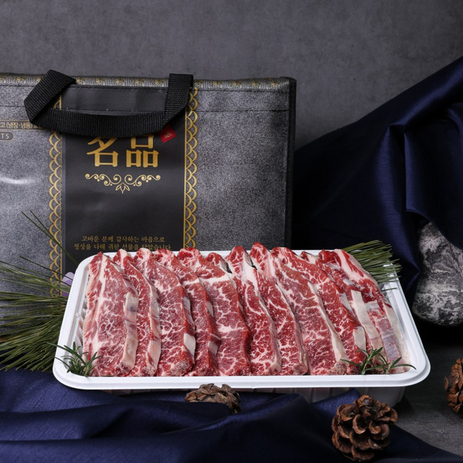 [미국산 초이스등급 6 7 8번 꽃갈비] 한땀갈비 LA갈비 구이용 지방손질 일반 선물용, 3kg 선물포장, 1개, 3kg