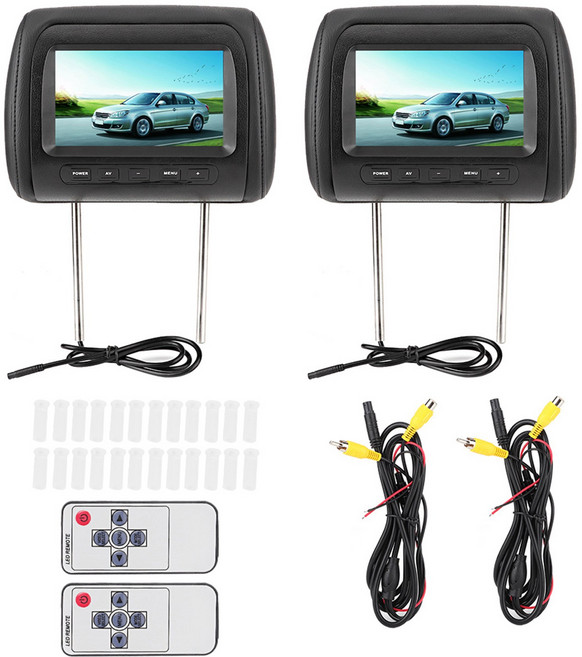 호환 무선 제어 조절식 헤드레스트 LCD 비디오 모니터 MP5 디스플레이 블랙 자동차 7 in