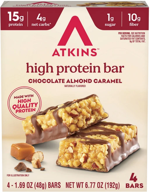 앳킨스 하이 프로틴 바 초콜릿 아몬드 캐러멜 4개입 - 쿠팡