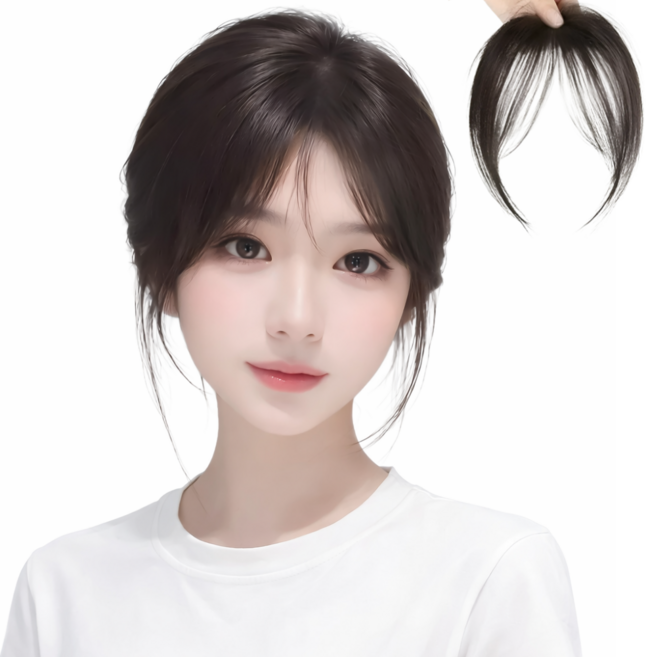 러브로유니트 자연스러운 사이드뱅 앞머리 가발, 1개, 브라운블랙