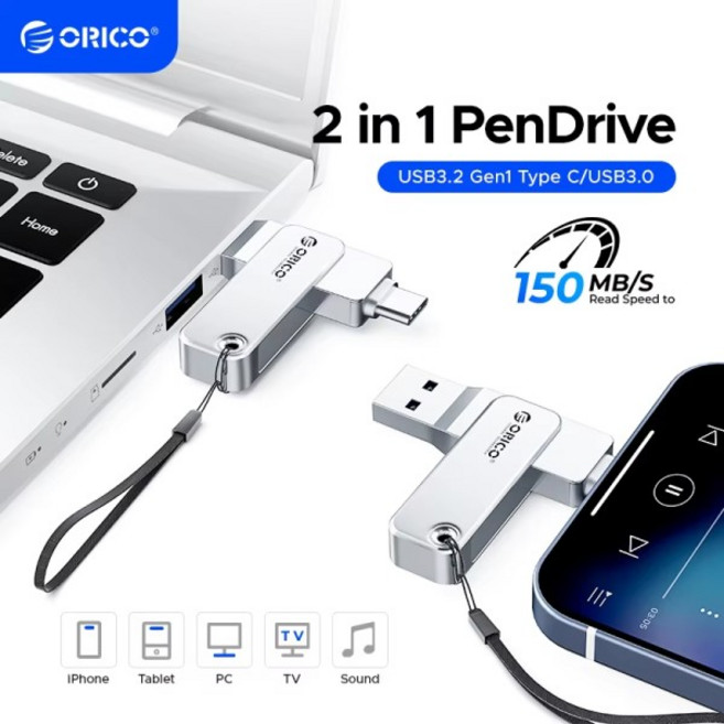 오리코 128GB USB C 플래시 드라이브 듀얼 3.2 타입 + A 휴대용 타입-C 2-in-1 썸, 01 32GB