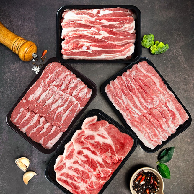 [학성새벽시장] +1등급 한돈세트 C구성 (삼겹살+생목살+항정살+등심덧살 ) 1.2kg 냉장, 1세트