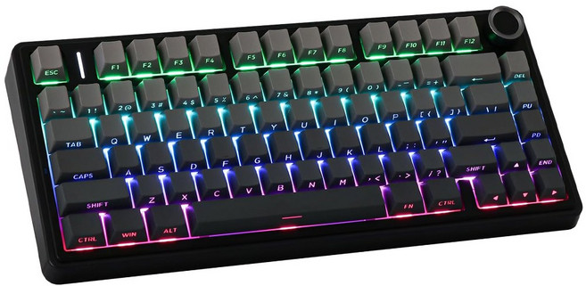 오리지널 AULA F75 Pro RGB LED 라이트 PC 커스텀 블루투스 무선 2.4G 타입-C 유선 게임용 메카니컬 스위치 75% 키보드 82키, 흑회색, 제조사축