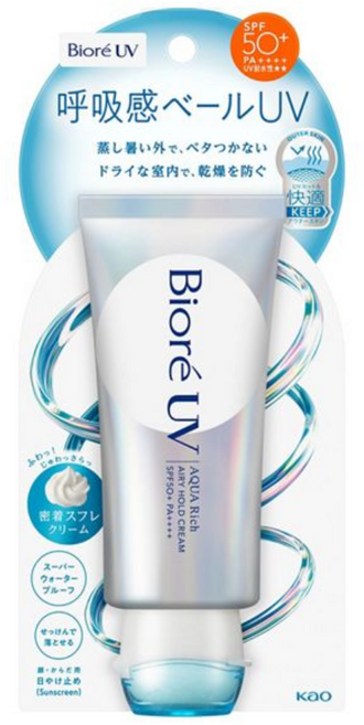 비오레 UV 아쿠아리치 에어리 홀드 크림 70g 일본 선크림, 1개