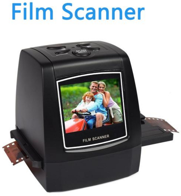 휴대용 네거티브 필름 스캐너 35mm 135mm 슬라이드 필름 컨버터 사진 디지털 이미지 뷰어 2.4 인치 LCD 내장 편집 소프트헤드 포함
