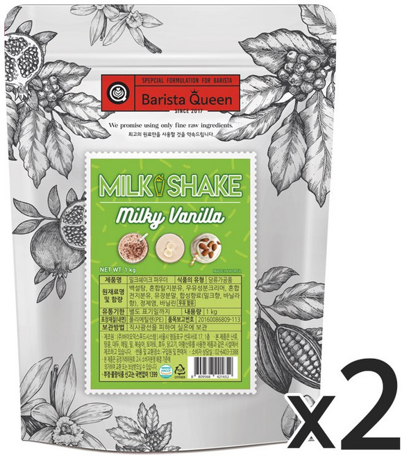 바리스타퀸 밀크쉐이크 파우더 1kg 2개세트, 1개입, 2개